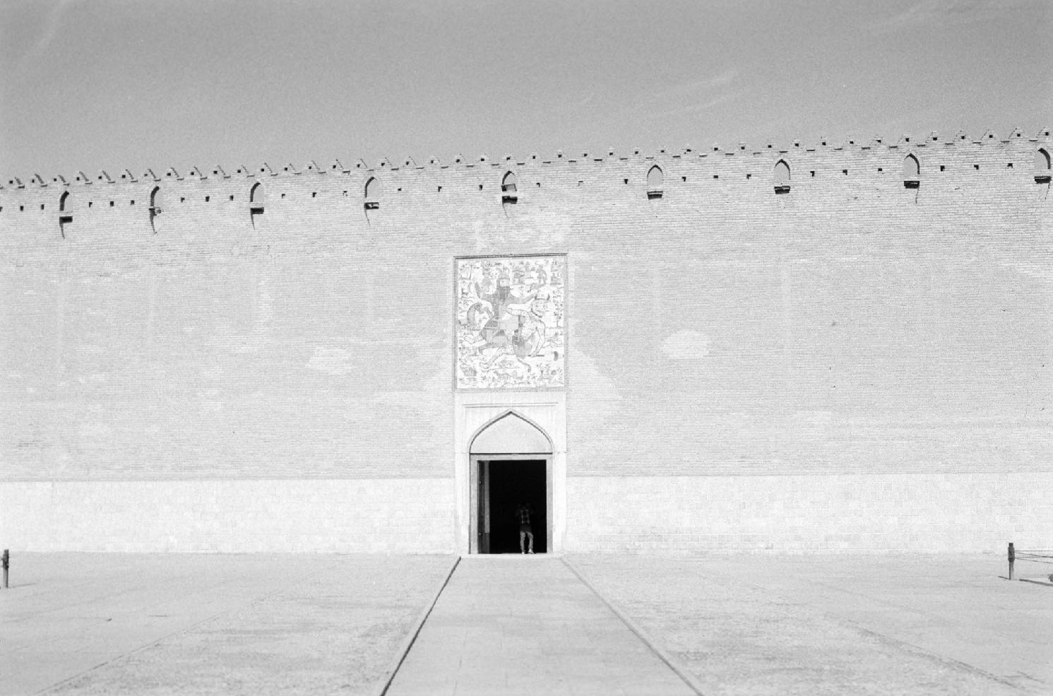 Black-and-white photograph: Arg of Karim Khan, Shiraz, Iran, 2019