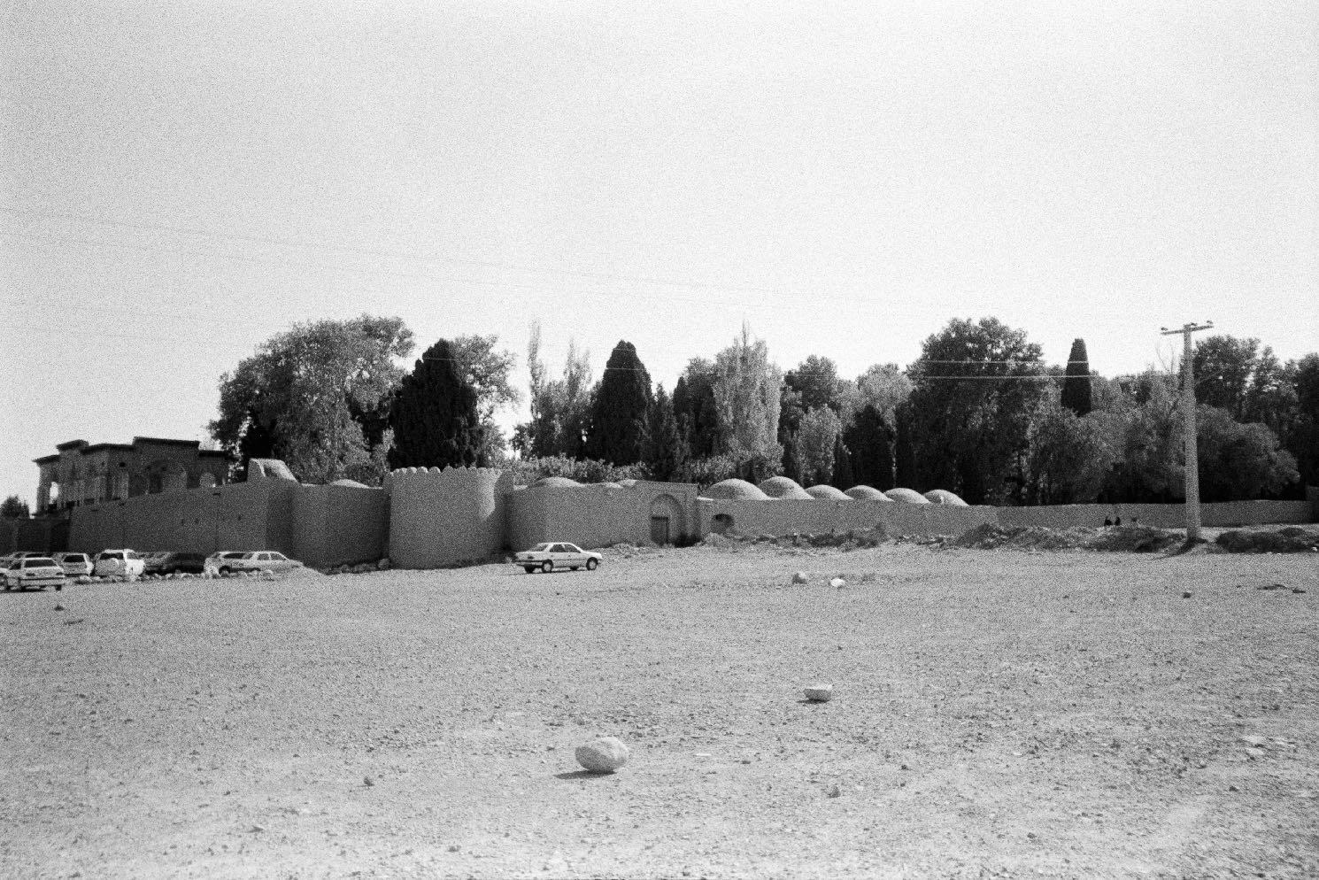 Black-and-white photograph: Stillness, Shazdeh Garden, Kerman, Iran, 2021